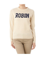 ロゴ首つまりニットプルオーバー/ブルー系(090)