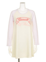 ロゴ入りラグランワンピース/ホワイト