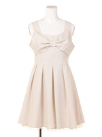 胸リボンフレアワンピース/ブルー