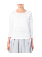 刺しゅう切替カットソー/サックス(090)