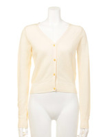 鹿ノ子編ミVネックカーデ/ネイビー