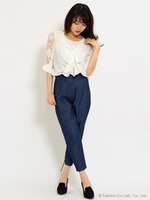 【新色登場】裾レースアップパンツ【Summer】/ホワイト