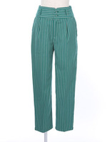先染めストライプタックパンツ/グリーン