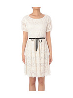 総レースグログランベルト付きワンピース/ホワイト(404)