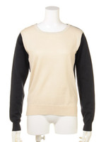 袖バイカラーニットP／O/NVY