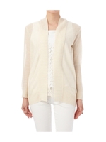 麻混レースニットカーディガン/ホワイト(003)