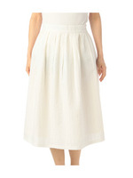 綿麻サッカーストライプスカート/ネイビー(393)