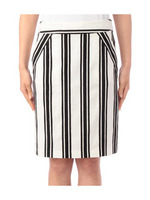 綿麻ビッグストライプスカート/ブラック(319)