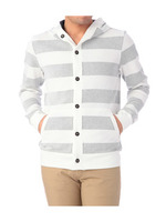 裏太ボーダージャージカーディガン/チャコールグレー(014)