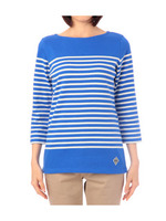 7分袖ボーダーカットソー/ブルー系(392)