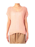 [L]麻混透かし編みニット/オレンジ系(467)