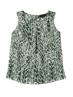 ジオメトリックプリントブラウス/グリーン系(123)