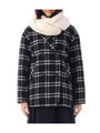 スヌード付チェスター(チェック)コート/ブラック(219)