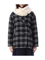 スヌード付チェスター(チェック)コート/ブラック(219)