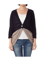 異素材シャドーボーダーニットカーディガン/ネイビー系(593)