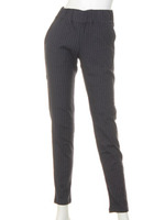 【DOUBLE STANDARD】ソフトリネンストライプPT/ブラック