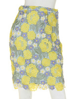 カラフルケミカルレーススカート/YEL