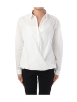 スキッパー裾ひねりシャツ/ブルー系(091)