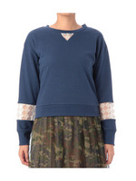 ダイヤチュール切替裏毛スウェット/ホワイト(004)