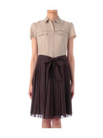 バイカラーシャツワンピース/ベージュ系(053)