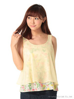 フラワーレースレイヤートップス/イエロー