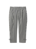 リボンつきギンガムチェッククロップドパンツ/ブラック(219)