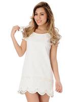 裾レーススカラポンチワンピース/WHITE