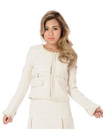 【入荷リクエスト受付中】ビジュー付ツイードジャケット/WHITE