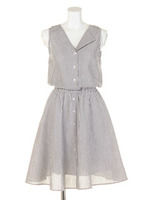 ストライプ開衿OP/ブラック