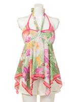 トロピカルスカーフ柄4点セット/ピンク