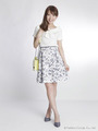 モノクログログランフラワープリントスカート/ライトブルー