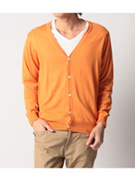 天竺ベーシックニットカーディガン/オレンジ(067)