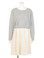 シャーリングギンガムコンビスエットOP/IVOY