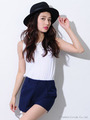 ハイブリットノースリーブTOP/WHITE