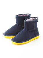 ムートン風レザーブーツ/NAVY COMBI