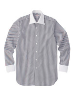 100/2グログランストライプシャツドレス/ネイビー系(393)