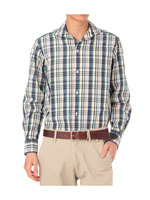 DRESSTERIOR マドラスチェック柄イタリアンカラーシャツ/グレー系(813)