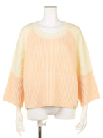 M畦RIBバイカラーラグランショートP/O/ベージュ