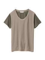 デシンジャージ切り替えワンカラーTシャツ/ベージュ系(053)