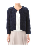 トリミングミックスニットカーディガン/ベージュ系(051)