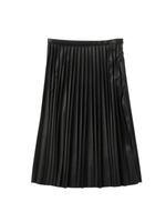 ドライフェイクレザープリーツスカート/ブラック(019)