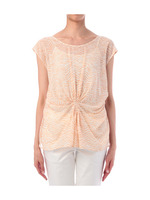 ドレープ使いプリントシフォンブラウス/オレンジ系(167)