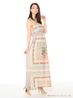 パネル柄マキシワンピース/ピンク