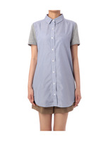 ブロード×天竺切り替えシャツワンピース/グレー系(391)