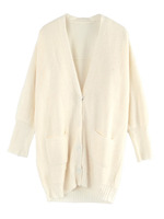 ロングニットカーディガン/ホワイト