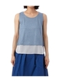 裾シフォン使いタンクトップ/ブルー系(992)