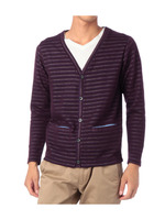 裏ボーダーカーディガン/グレー系(013)