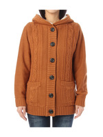 裏ボアフーテッドカーディガン/ライトオレンジ(066)