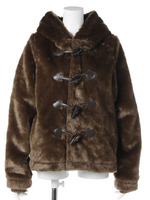 FAUX FUR DUFFLE COAT/BROWN