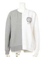 SWEAT CREW TOP HALF&HALF/ASH
